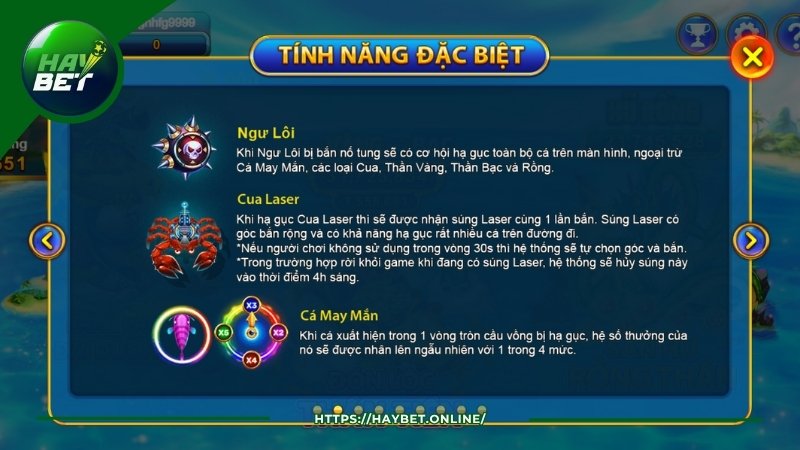 Các tính năng đặc biệt trong game bắn cá HayBet Các tính năng đặc biệt trong game bắn cá HayBet